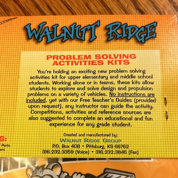 NWT Walnut Ridge Problem Solving Activity Kit - Mousetrap Vehicle - Picture 5 of 7